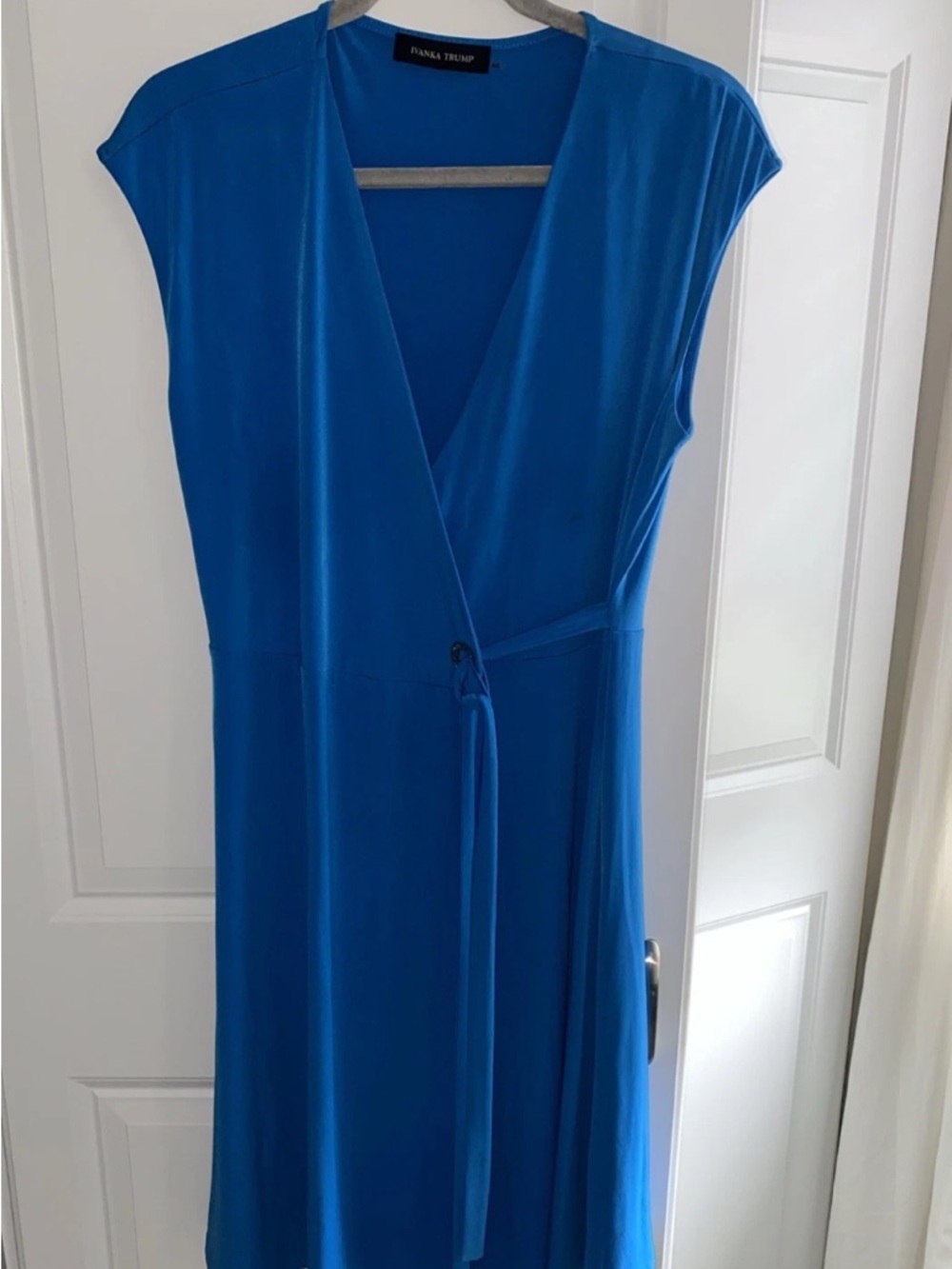 Ivanka Trump Blue  Faux Wrap Dress women’s size Medium V- Neck